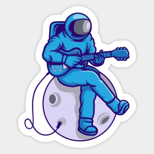 Astronaut Playing Guitar On The Moon Sticker